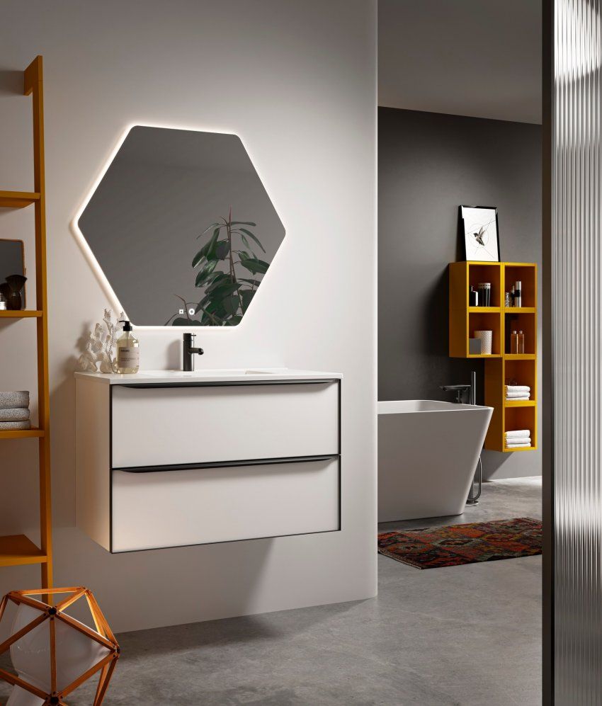 Mueble GLASS Blanco Mate / Perfil Negro Mate