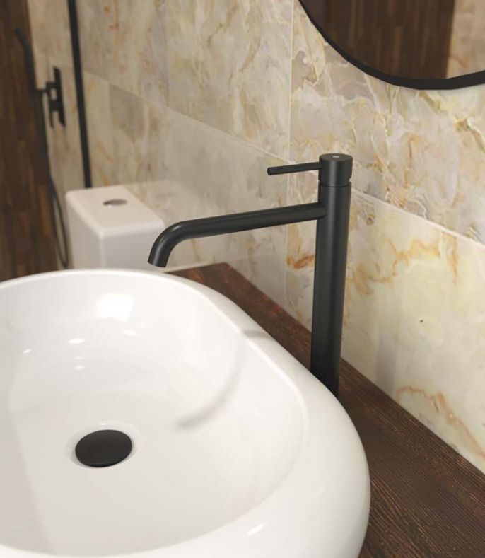 Grifo lavabo caño alto SIRIO NEGRO ambiente