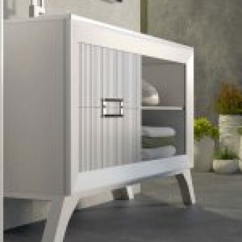 Mueble L GANT 120 Blanco / Frente lineas grafito