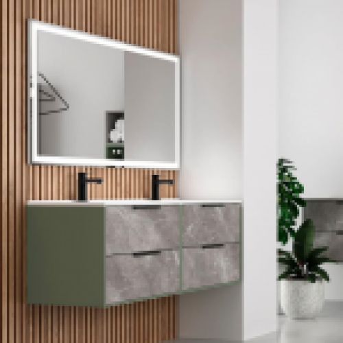 Mueble ALBORAN 120 (60+60) Oliva / Marmol Atenea