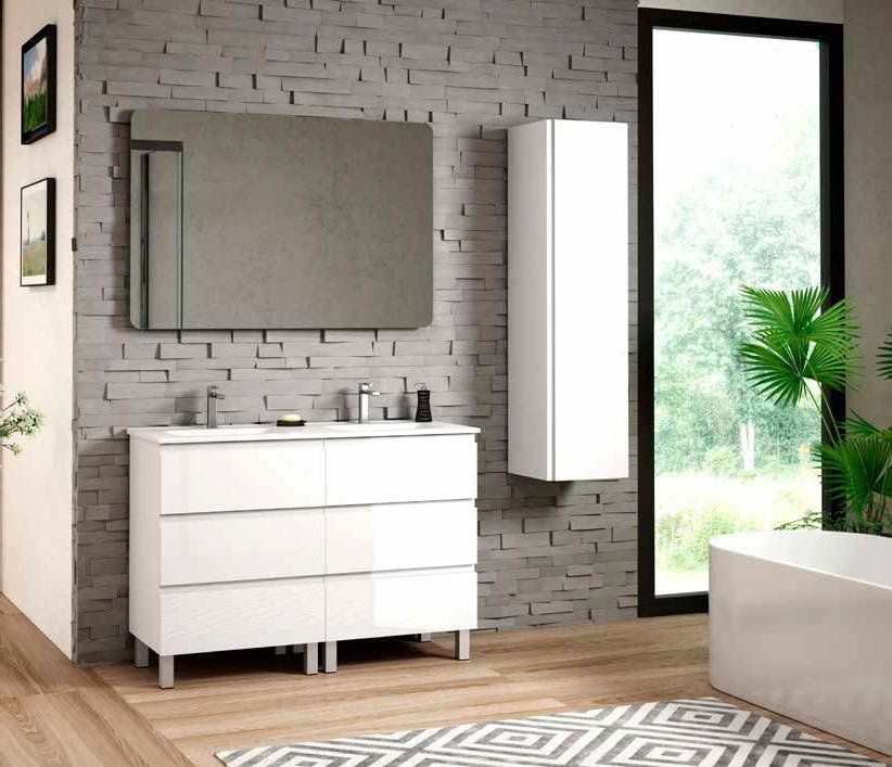 Mueble NIZA 120 (60+60) Blanco Brillo