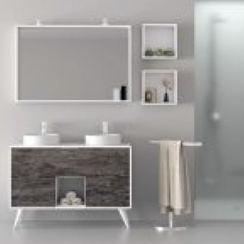 Mueble VINTASS 120 Blanco / Marmoleado Marrone