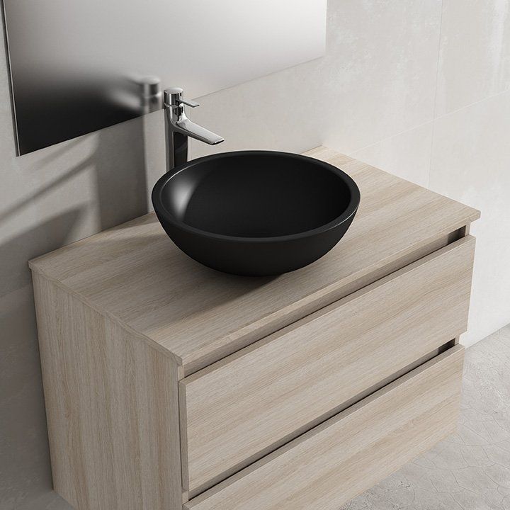 Lavabo GARBO negro satinado ambiente