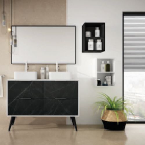 Mueble VINTASS 120 Blanco / Marmoleado Nero