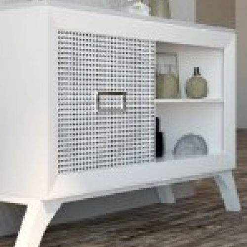 Mueble L GANT 120 Blanco / Frente patas de gallo grafito