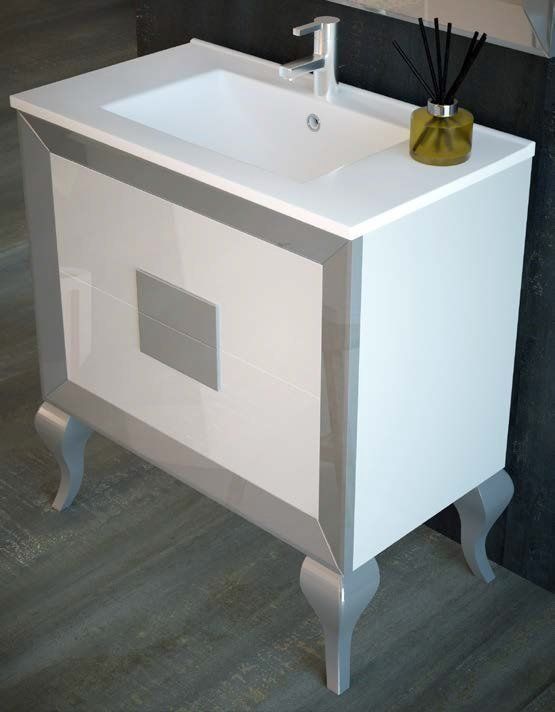 Mueble L GANT KUADRUS 80 Blanco / Plata metalizado