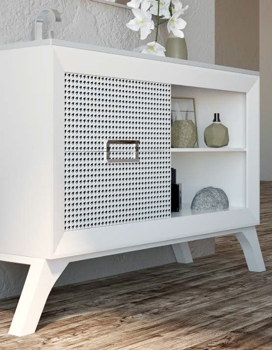 Mueble L GANT 120 Blanco / Frente patas de gallo grafito