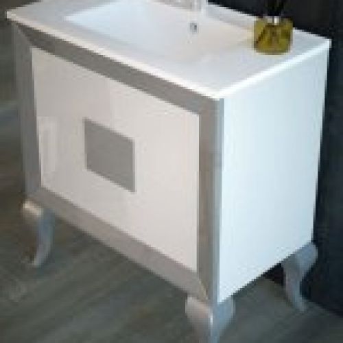 Mueble L GANT KUADRUS 80 Blanco / Plata metalizado