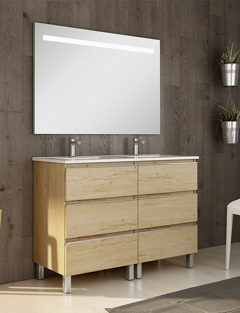 Mueble DUNDEE 120 (60+60) Bambú / Cromo