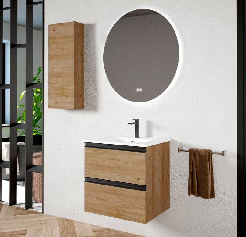 Mueble TURIN 60 Roble Natural / Tirador Negro