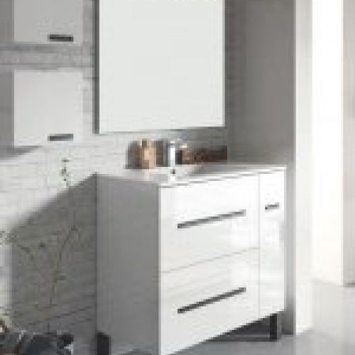 Mueble ELEMENT 80 Blanco brillo (Tiradores negro mate)