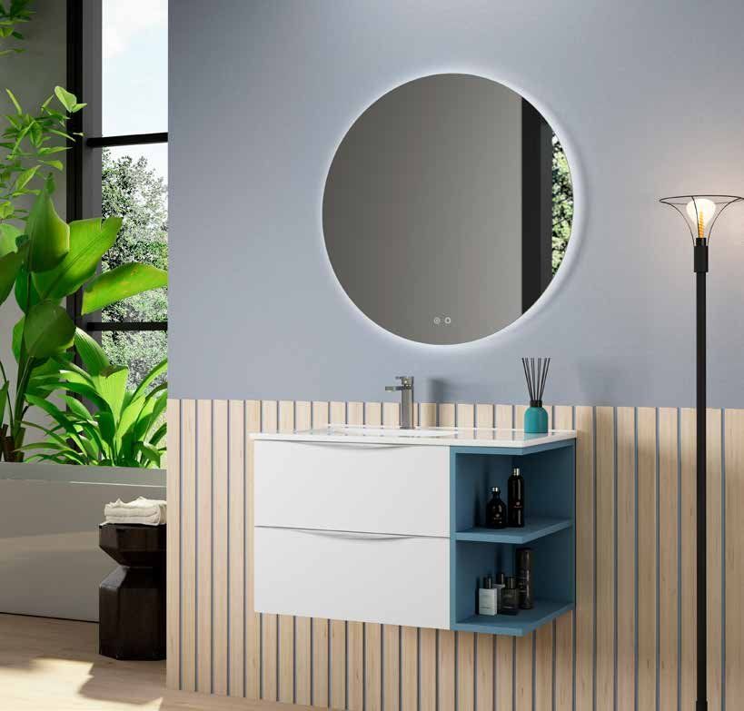 Mueble OSAKA MODULAR 80 Blanco Mate / Azul Claro