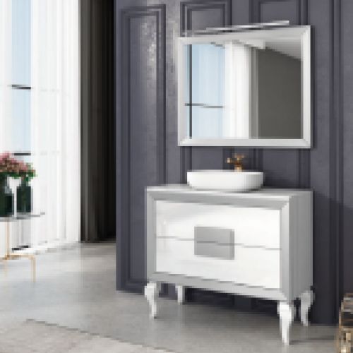 Mueble L GANT KUADROS 80 Blanco / Plata metalizado