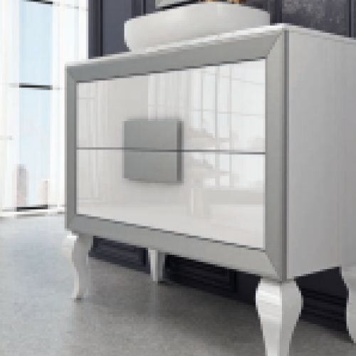 Mueble L GANT KUADRUS 80 Blanco / Plata metalizado