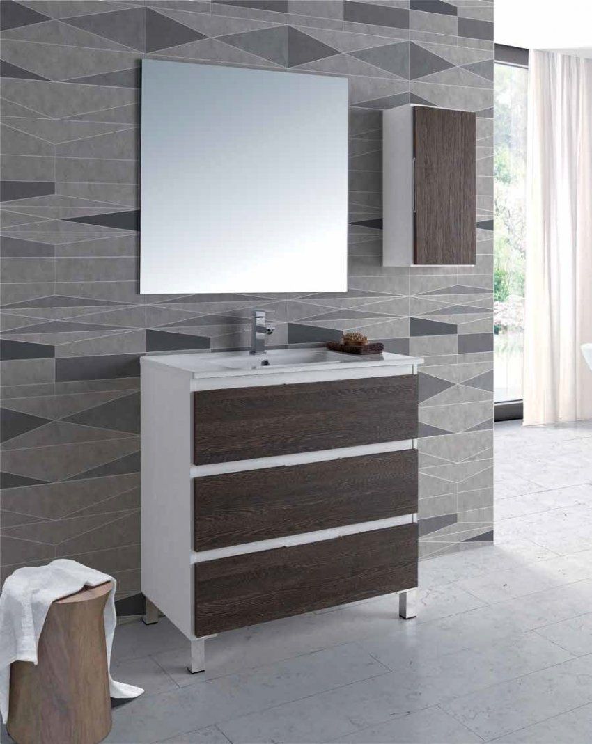 Mueble CORAL 80 Pino blanco / Castaño